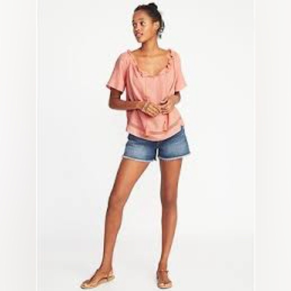 Old Navy Pink Ruffled Flutter Sleeve Blouse